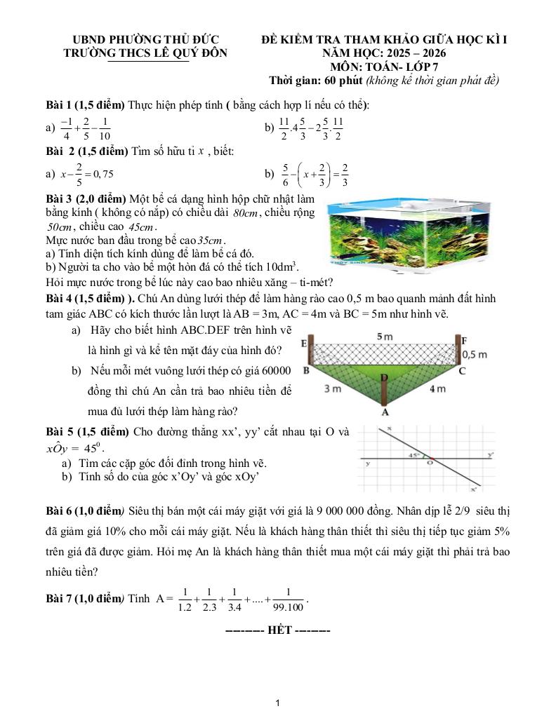 đề tham khảo giữa kì 1 toán 7 năm 2025 – 2026 trường thcs lê quý đôn – tp hcm 0