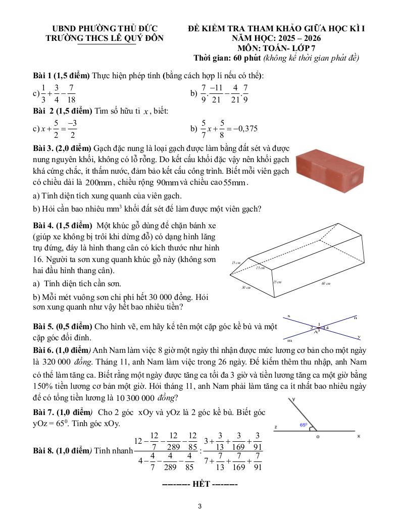 đề tham khảo giữa kì 1 toán 7 năm 2025 – 2026 trường thcs lê quý đôn – tp hcm 2
