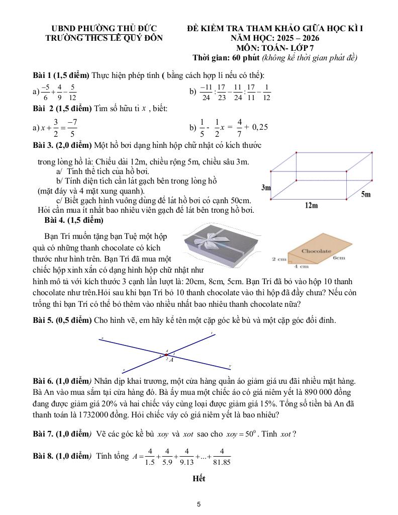 đề tham khảo giữa kì 1 toán 7 năm 2025 – 2026 trường thcs lê quý đôn – tp hcm 4