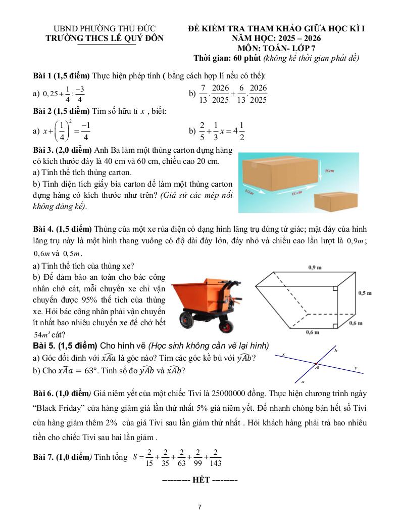 đề tham khảo giữa kì 1 toán 7 năm 2025 – 2026 trường thcs lê quý đôn – tp hcm 6