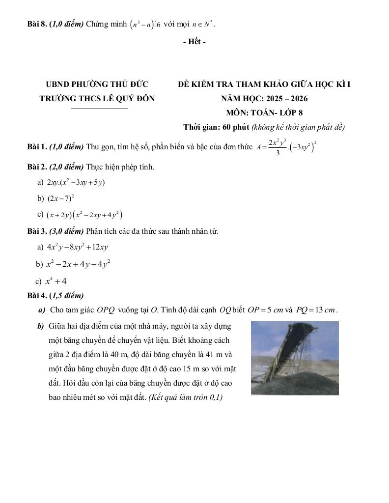 đề tham khảo giữa kì 1 toán 8 năm 2025 – 2026 trường thcs lê quý đôn – tp hcm 2