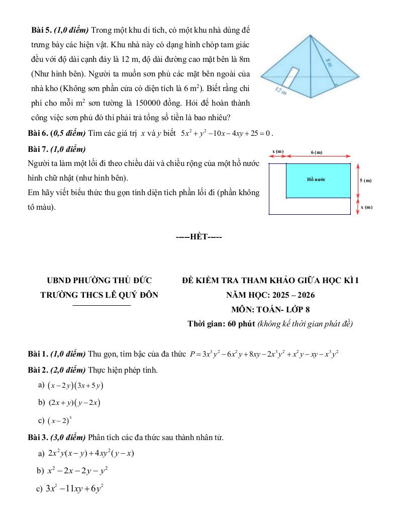 đề tham khảo giữa kì 1 toán 8 năm 2025 – 2026 trường thcs lê quý đôn – tp hcm 3