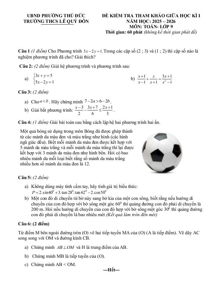 đề tham khảo giữa kì 1 toán 9 năm 2025 – 2026 trường thcs lê quý đôn – tp hcm 2