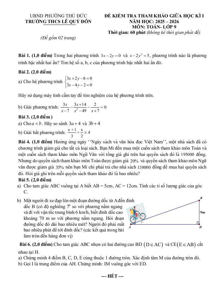 đề tham khảo giữa kì 1 toán 9 năm 2025 – 2026 trường thcs lê quý đôn – tp hcm 5