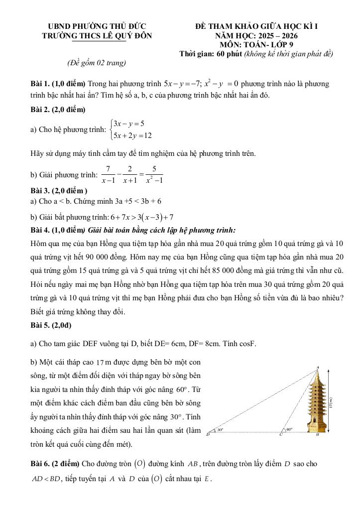 đề tham khảo giữa kì 1 toán 9 năm 2025 – 2026 trường thcs lê quý đôn – tp hcm 7
