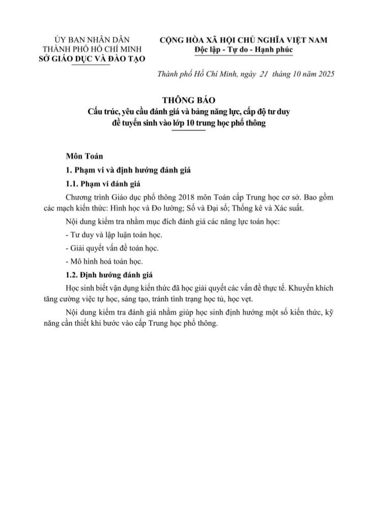 đề tham khảo tuyển sinh lớp 10 môn toán năm 2026 – 2027 sở gd&đt tp hồ chí minh 0