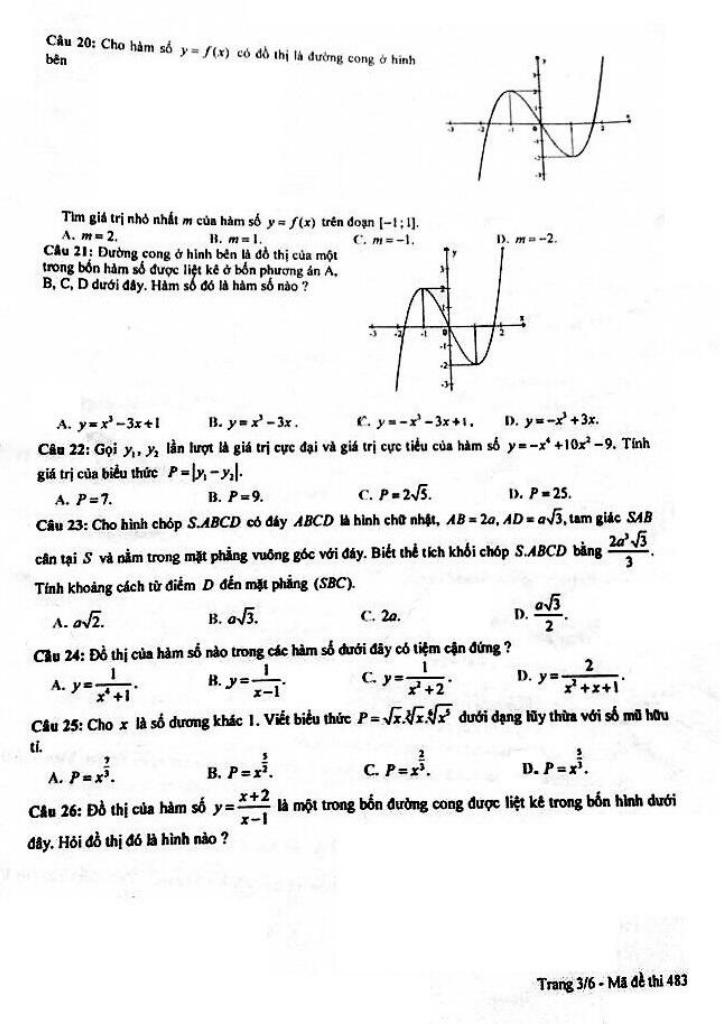 đề thi hk1 toán 12 năm học 2017 – 2018 sở gd và đt gia lai 2