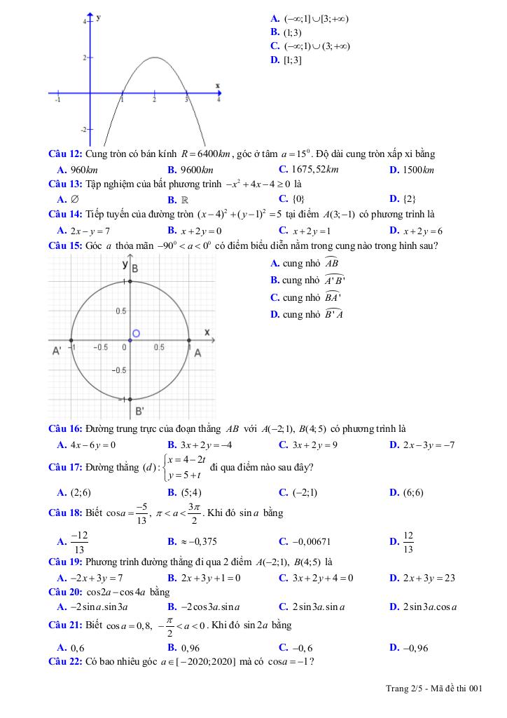 đề thi hk2 toán 10 năm 2019 – 2020 trường thpt nam duyên hà – thái bình 1