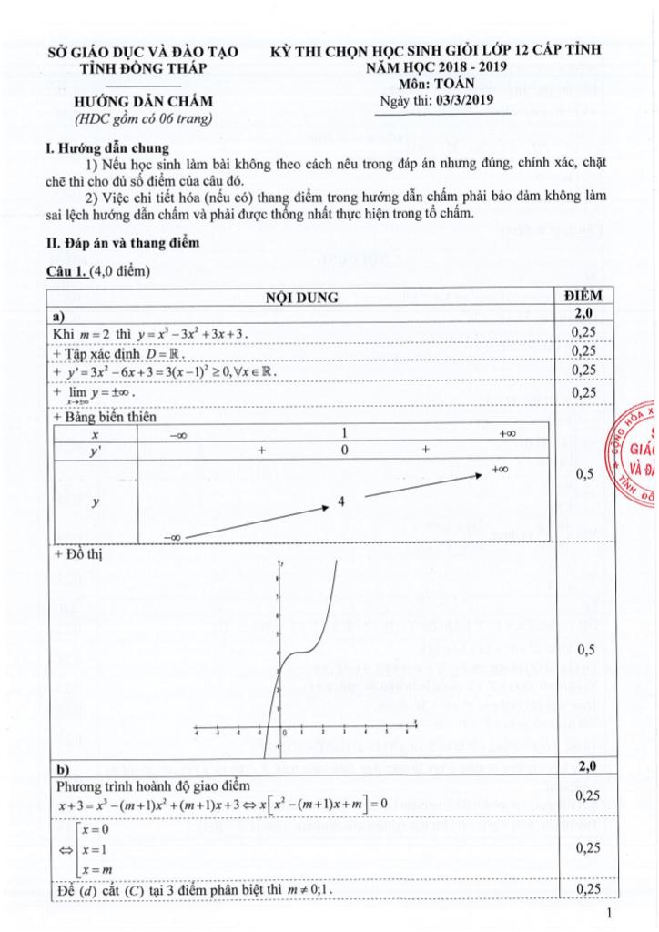 đề thi học sinh giỏi toán 12 cấp tỉnh năm 2018 – 2019 sở gd&đt đồng tháp 1