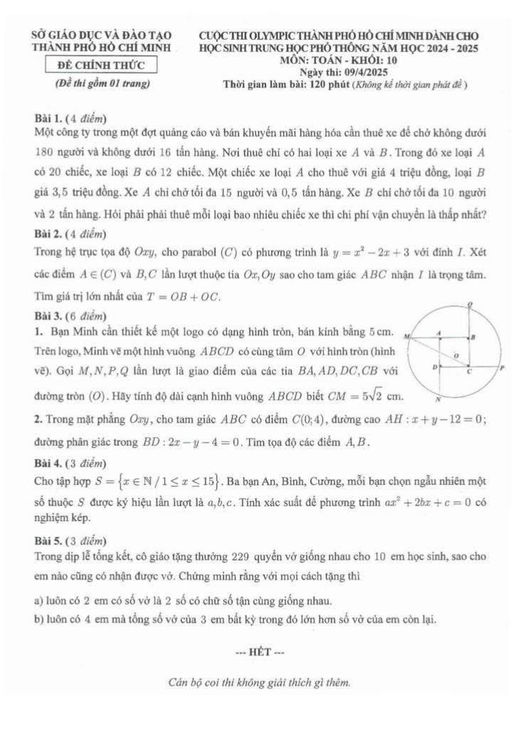 đề thi olympic toán 10 năm 2024 – 2025 sở gd&đt tp hồ chí minh