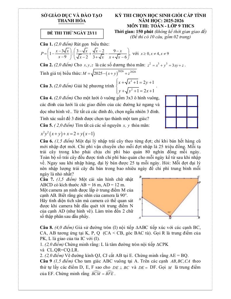 đề thi thử chọn hsg tỉnh toán 9 năm 2025 – 2026 sở gd&đt thanh hóa 0