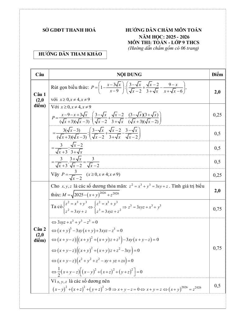 đề thi thử chọn hsg tỉnh toán 9 năm 2025 – 2026 sở gd&đt thanh hóa 2