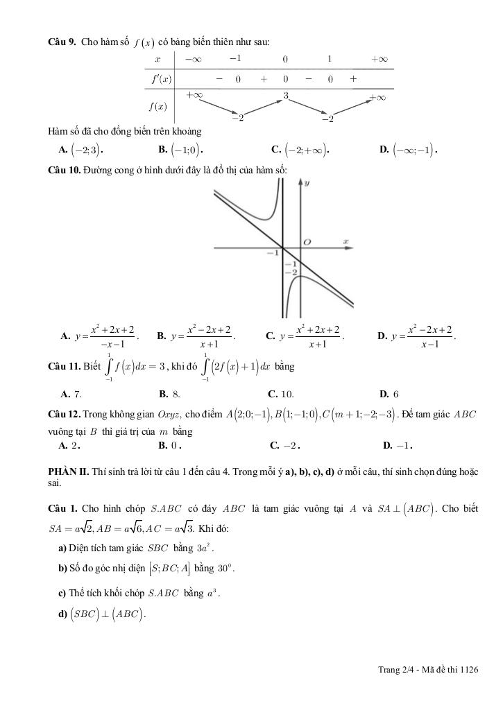 đề thi thử tn thpt 2025 môn toán lần 2 trường thpt chuyên đh vinh – nghệ an 5