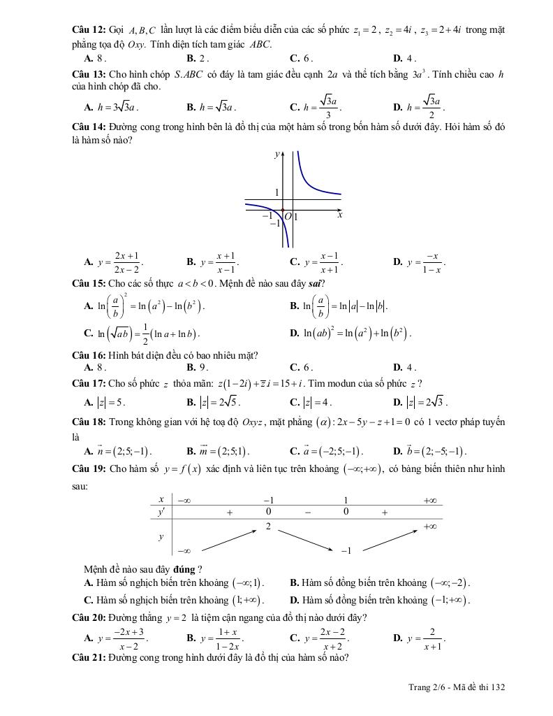 đề thi thử toán thpt qg 2019 lần 2 trường thpt trần hưng đạo – nam định 1
