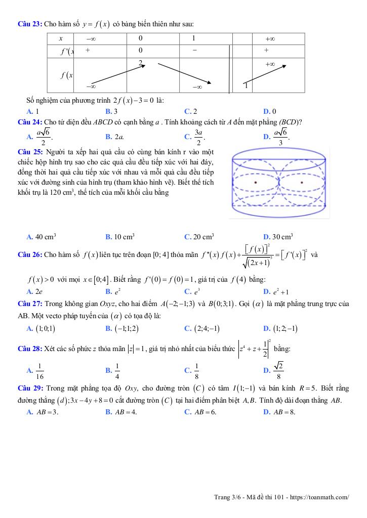 đề thi thử toán thpt qg 2019 lần 4 trường nguyễn viết xuân – vĩnh phúc 2