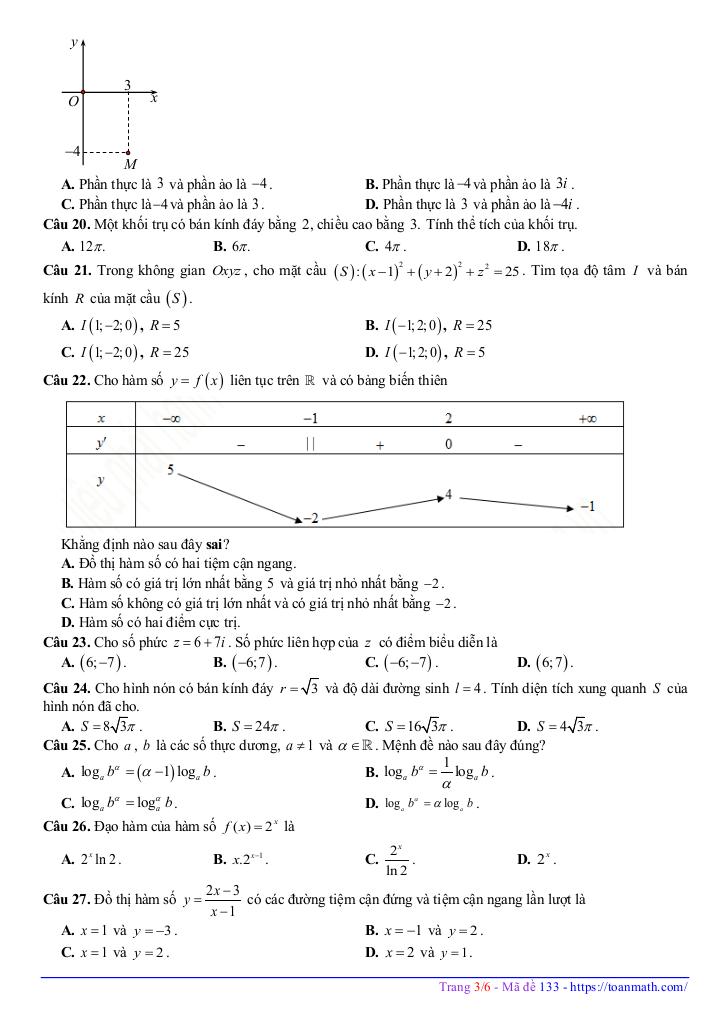 đề thi thử toán thptqg 2019 lần 1 trường thpt 19-5 kim bôi – hòa bình 2