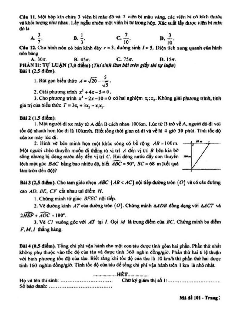 đề tuyển sinh lớp 10 môn toán (chung) năm 2025 – 2026 sở gd&đt bà rịa – vũng tàu 1