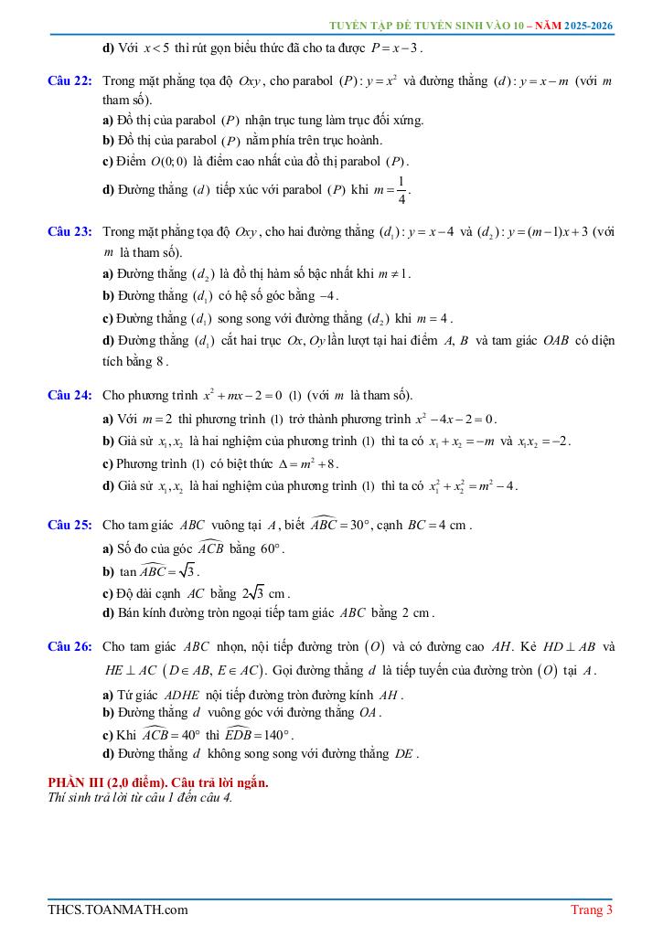 đề tuyển sinh lớp 10 môn toán (chung) năm 2025 – 2026 sở gd&đt đắk nông 2
