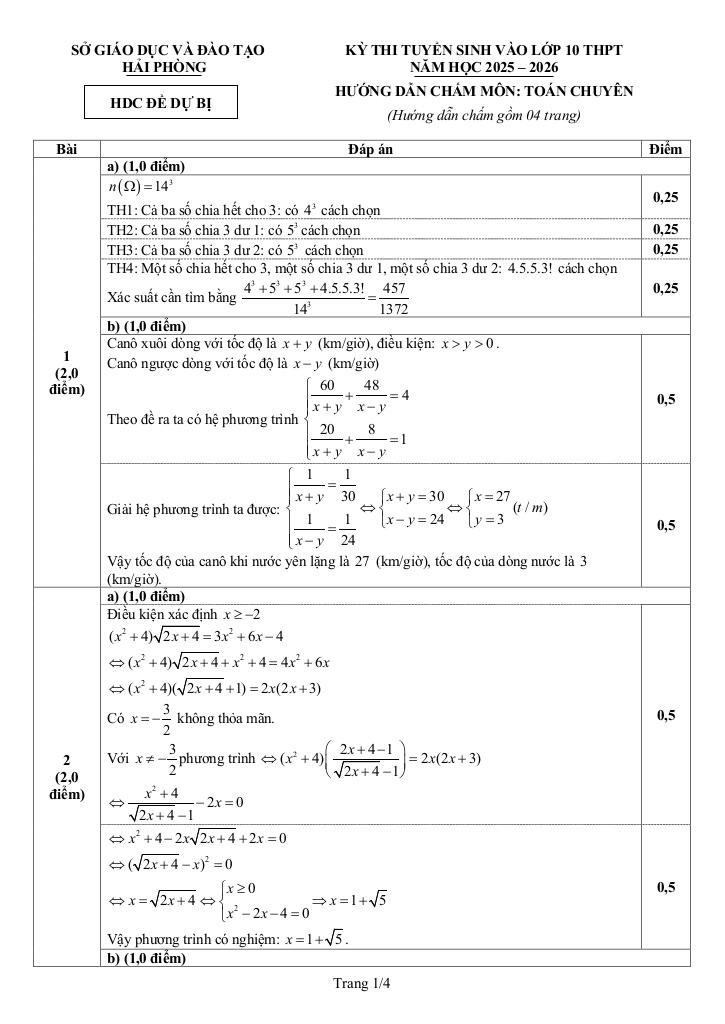 đề tuyển sinh lớp 10 môn toán (chuyên) năm 2025 – 2026 sở gd&đt hải phòng 6