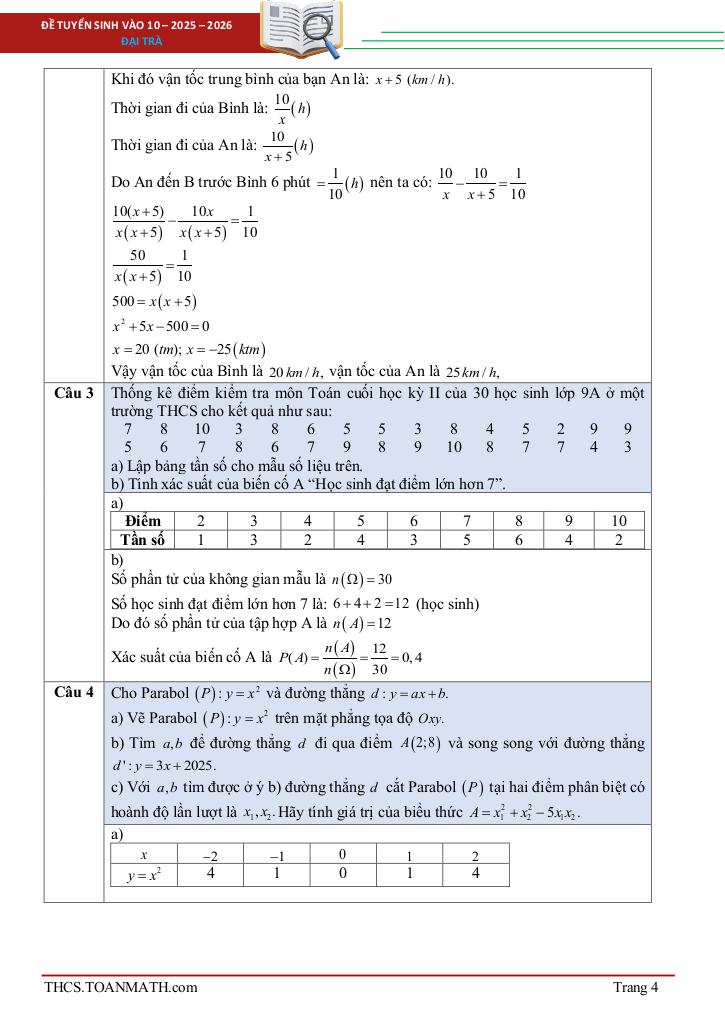 đề tuyển sinh lớp 10 môn toán năm 2025 – 2026 sở gd&đt bắc kạn 3