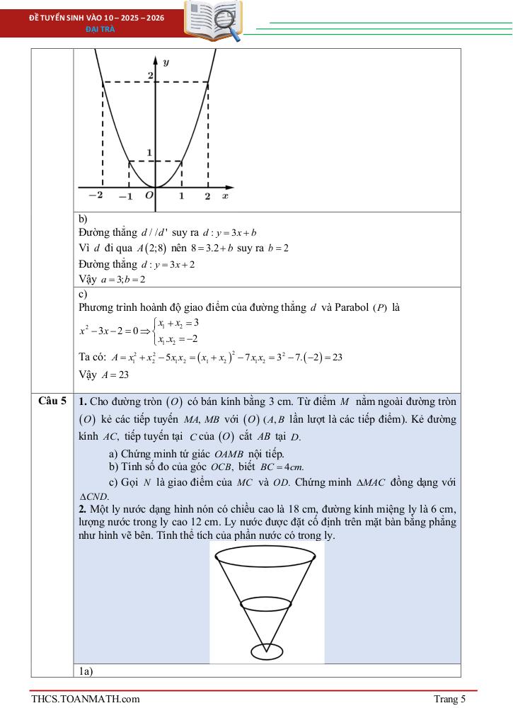 đề tuyển sinh lớp 10 môn toán năm 2025 – 2026 sở gd&đt bắc kạn 4