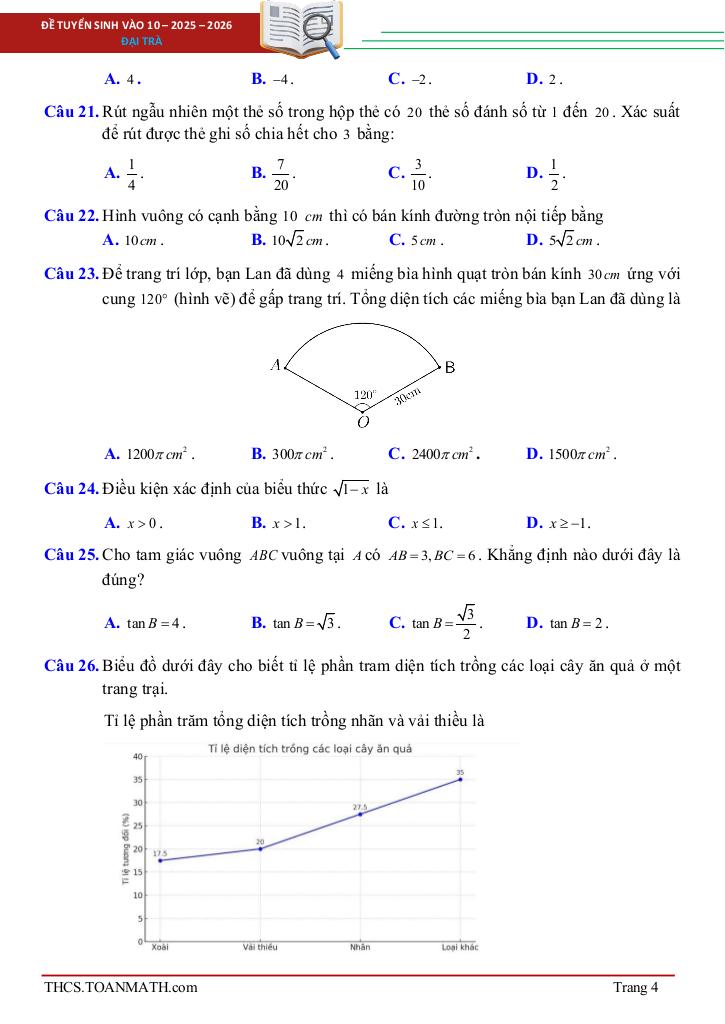 đề tuyển sinh lớp 10 môn toán năm 2025 – 2026 sở gd&đt bắc ninh 3