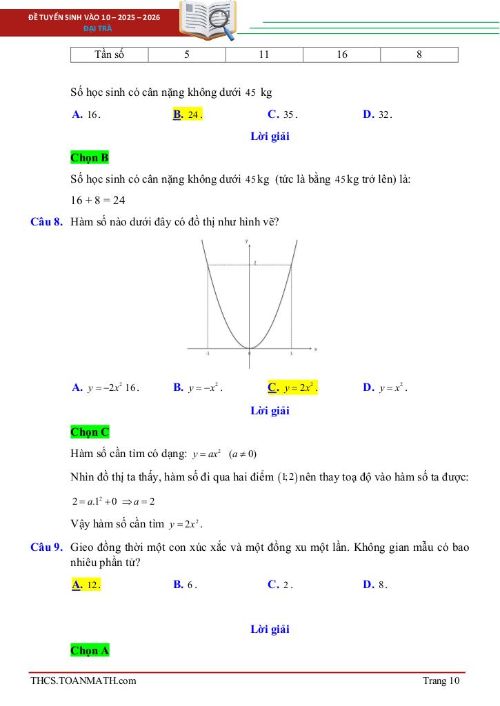 đề tuyển sinh lớp 10 môn toán năm 2025 – 2026 sở gd&đt bắc ninh 9
