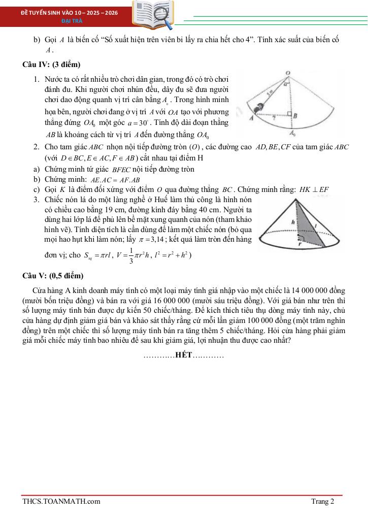 đề tuyển sinh lớp 10 môn toán năm 2025 – 2026 sở gd&đt đắk lắk 1
