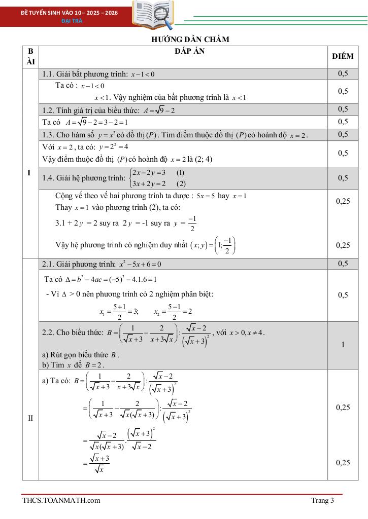 đề tuyển sinh lớp 10 môn toán năm 2025 – 2026 sở gd&đt đắk lắk 2