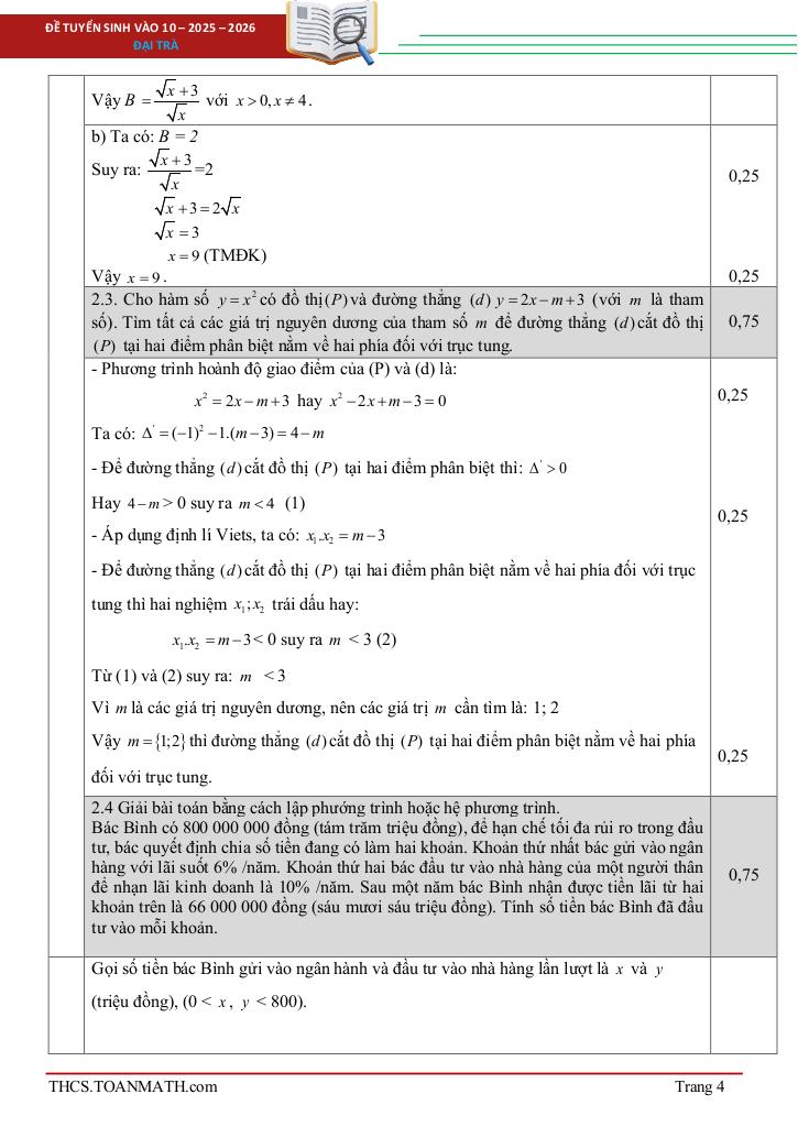 đề tuyển sinh lớp 10 môn toán năm 2025 – 2026 sở gd&đt đắk lắk 3