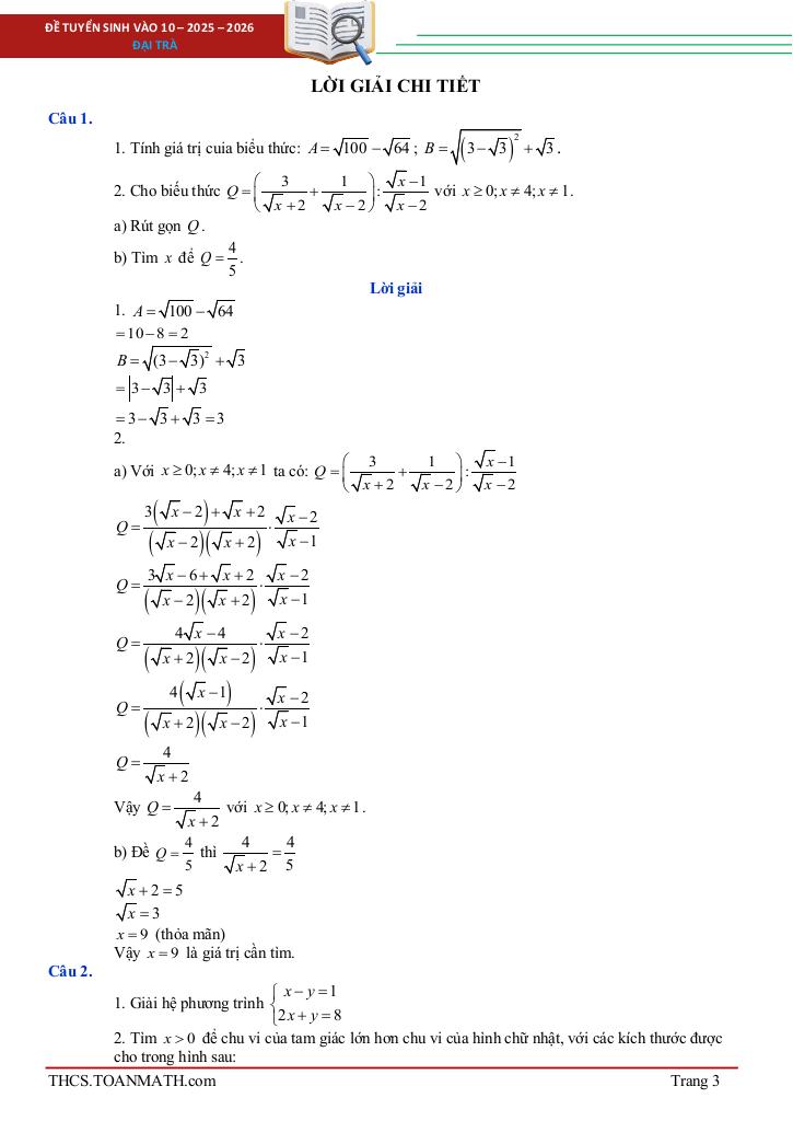 đề tuyển sinh lớp 10 môn toán năm 2025 – 2026 sở gd&đt lạng sơn 2