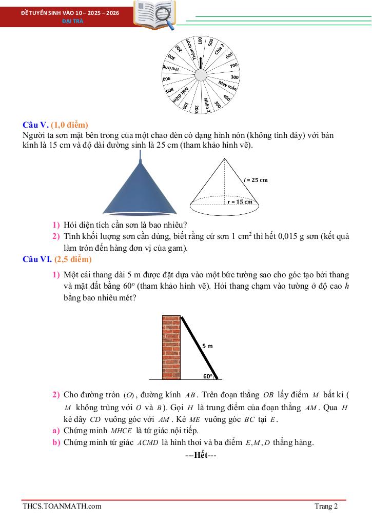 đề tuyển sinh lớp 10 môn toán năm 2025 – 2026 sở gd&đt tiền giang 1