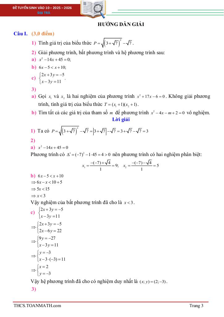 đề tuyển sinh lớp 10 môn toán năm 2025 – 2026 sở gd&đt tiền giang 2