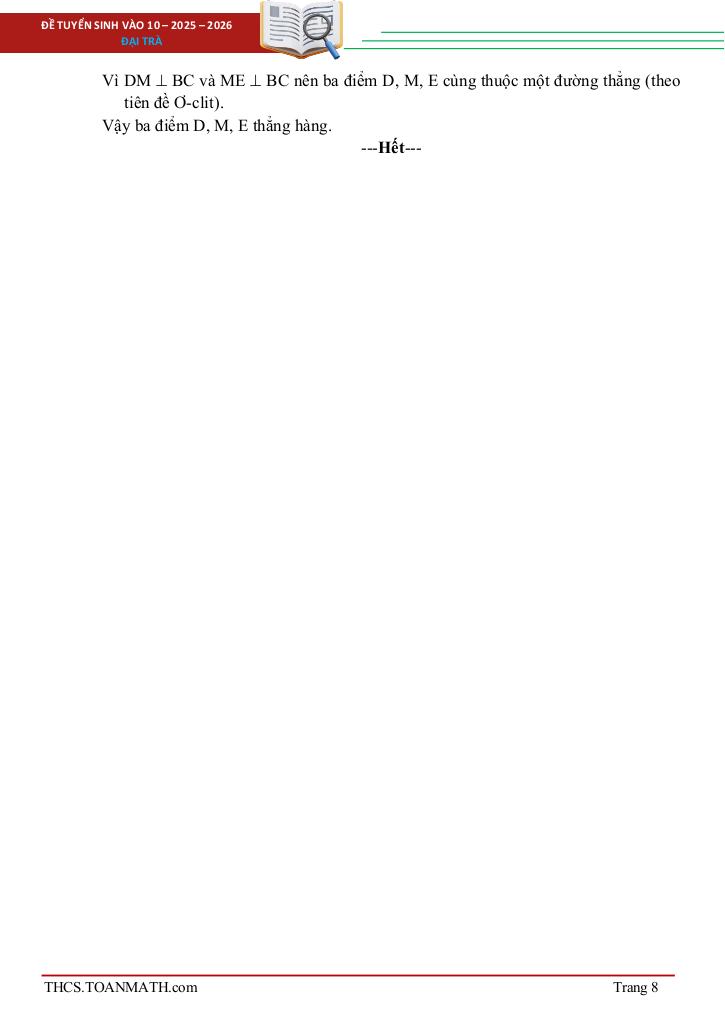 đề tuyển sinh lớp 10 môn toán năm 2025 – 2026 sở gd&đt tiền giang 7