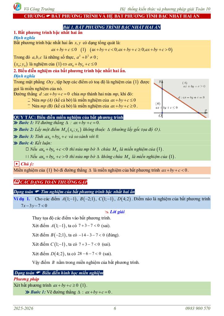 hệ thống kiến thức và phương pháp giải toán 10 – võ công trường 8