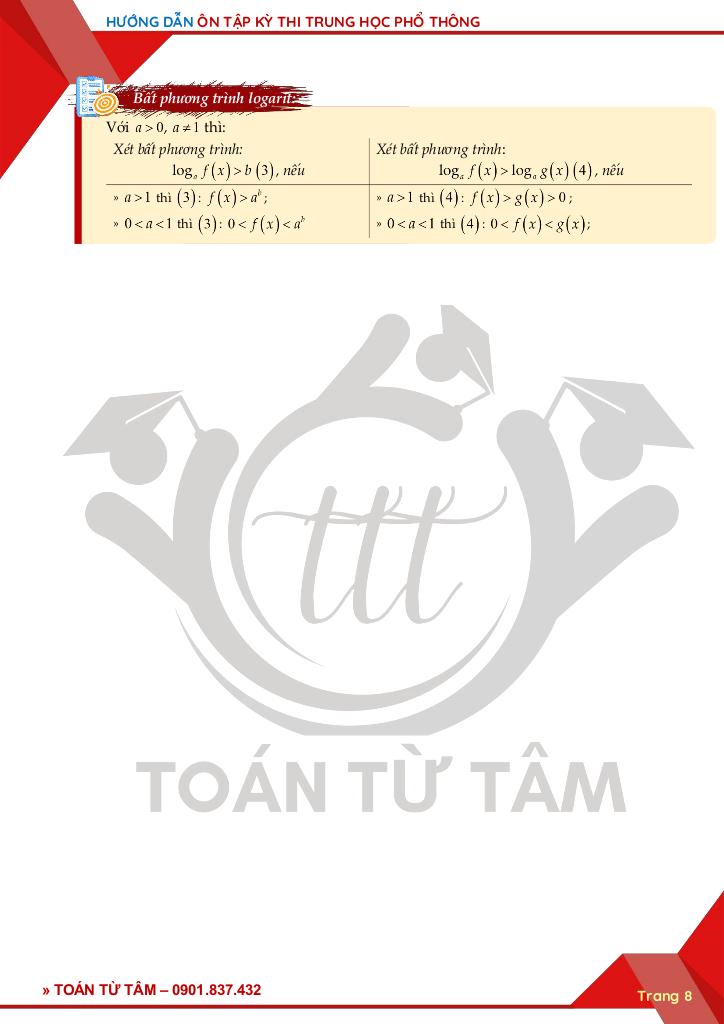 hướng dẫn ôn tập kỳ thi trung học phổ thông môn toán năm 2025 8