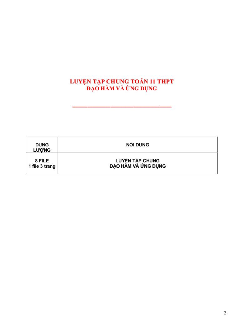 luyện tập chung toán 11 thpt đạo hàm và ứng dụng 1