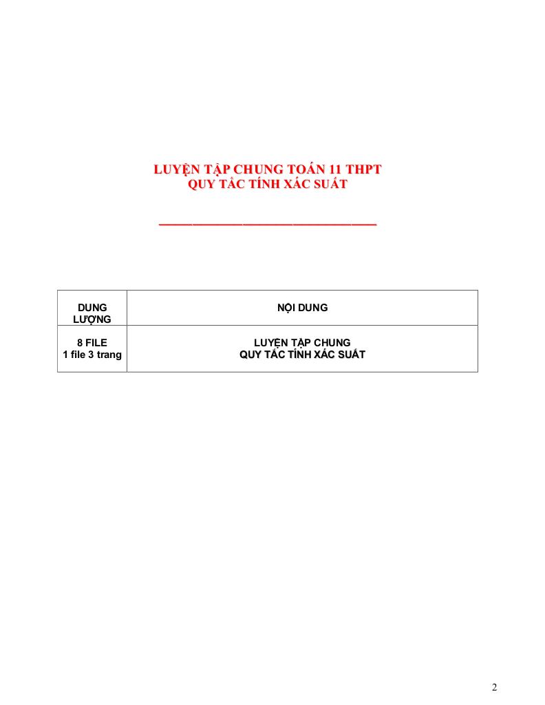 luyện tập chung toán 11 thpt quy tắc tính xác suất 1