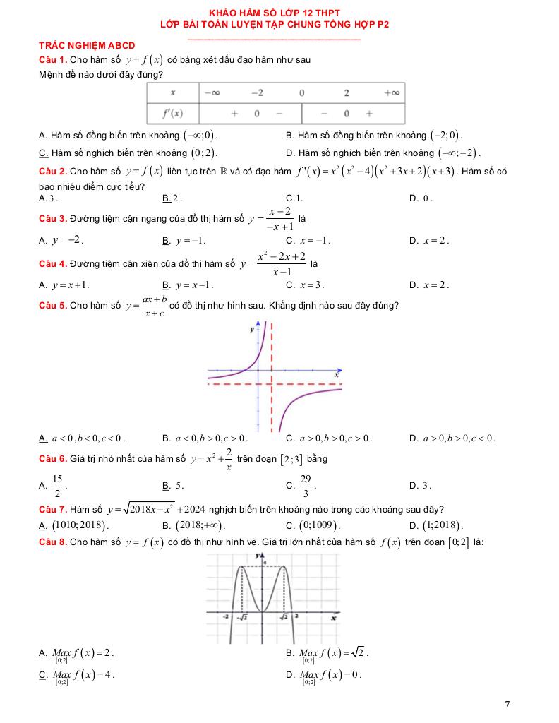 luyện tập chung toàn diện các chủ đề môn toán 12 thpt 6