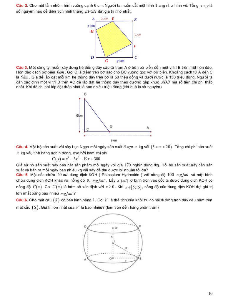 luyện tập chung toàn diện các chủ đề môn toán 12 thpt 9