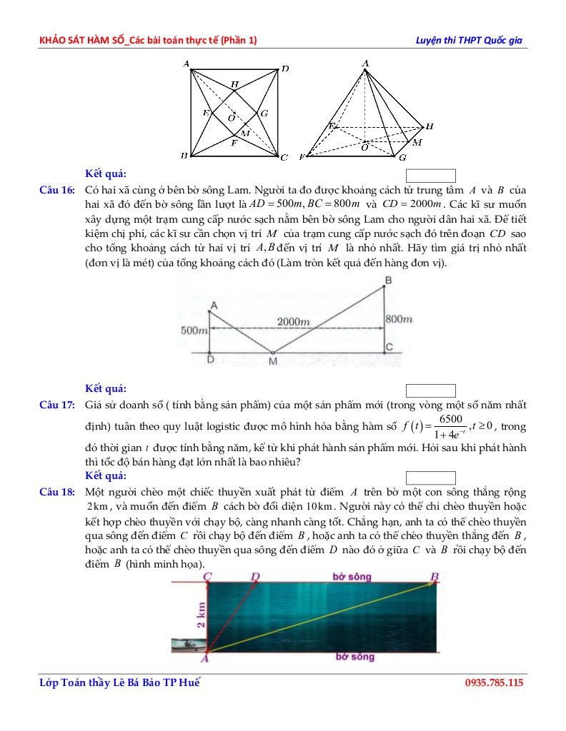 một số bài toán thực tế liên quan đến khảo sát hàm số toán 12 (phần 1) 5