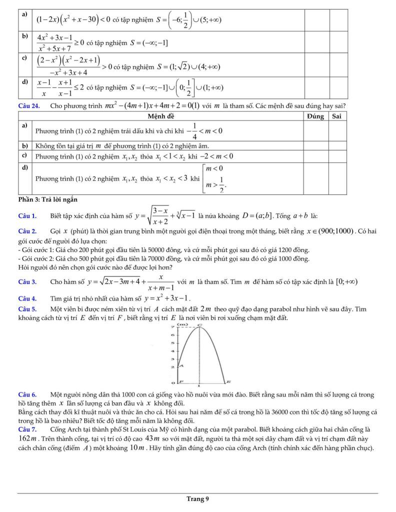 ôn tập cuối học kì 1 toán 10 năm 2025 – 2026 trường thpt cầu giấy – hà nội 8