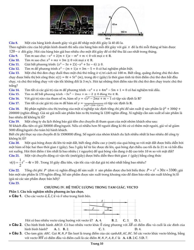 ôn tập cuối học kì 1 toán 10 năm 2025 – 2026 trường thpt cầu giấy – hà nội 9