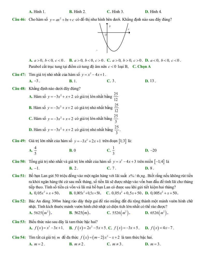 ôn tập cuối học kì 1 toán 10 năm 2025 – 2026 trường thpt trần phú – hà nội 6
