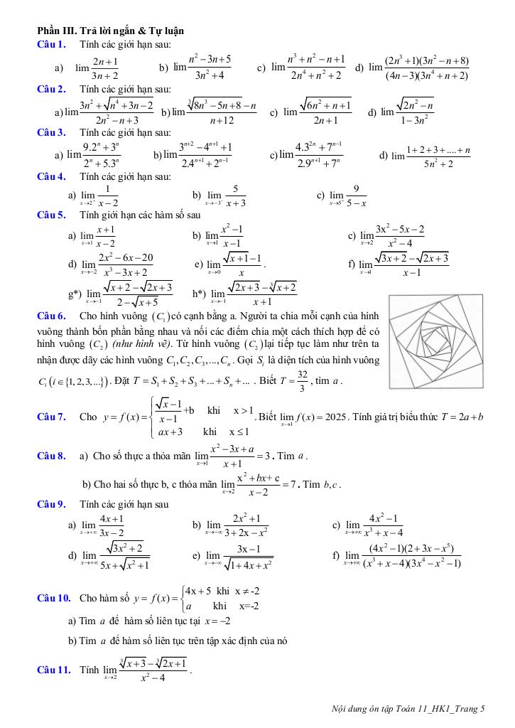 ôn tập cuối học kì 1 toán 11 năm 2025 – 2026 trường thpt trần phú – hà nội 4