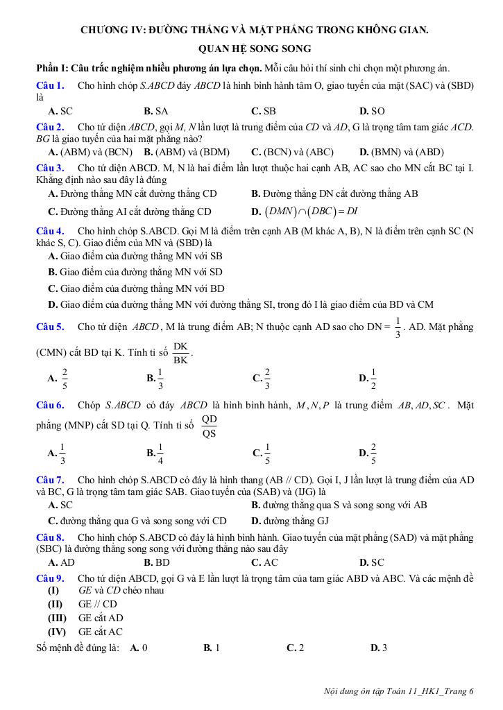ôn tập cuối học kì 1 toán 11 năm 2025 – 2026 trường thpt trần phú – hà nội 5