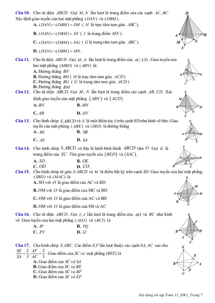 ôn tập cuối học kì 1 toán 11 năm 2025 – 2026 trường thpt trần phú – hà nội 6