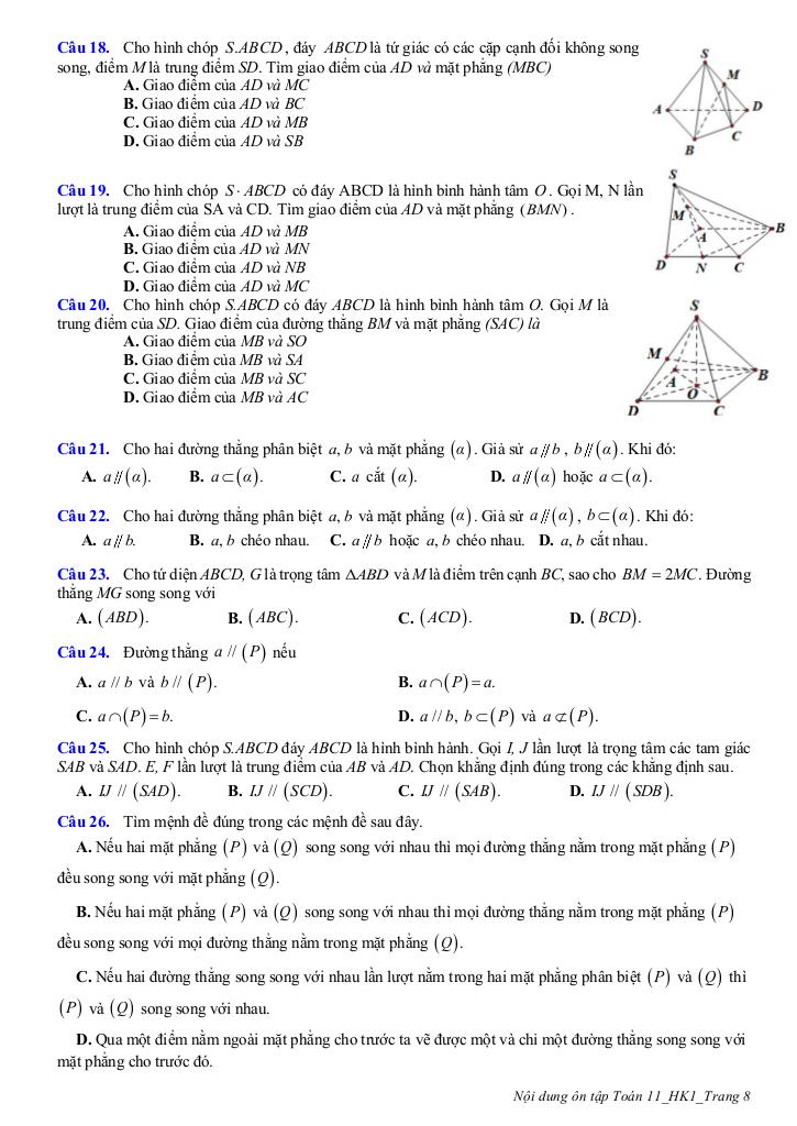 ôn tập cuối học kì 1 toán 11 năm 2025 – 2026 trường thpt trần phú – hà nội 7