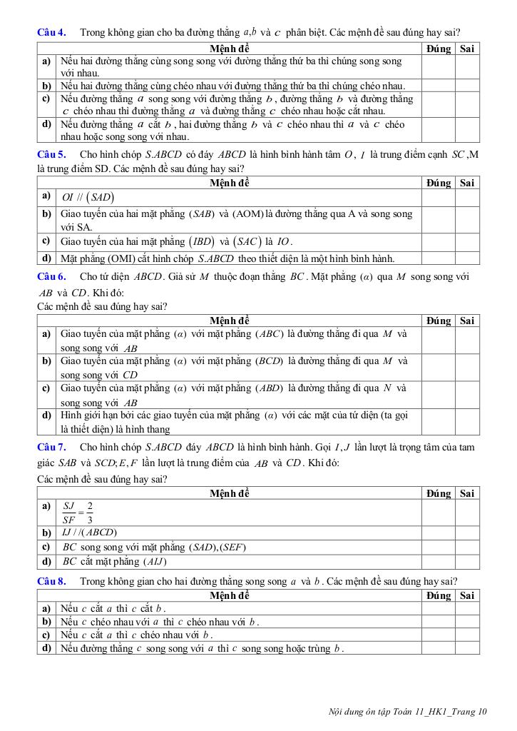 ôn tập cuối học kì 1 toán 11 năm 2025 – 2026 trường thpt trần phú – hà nội 9