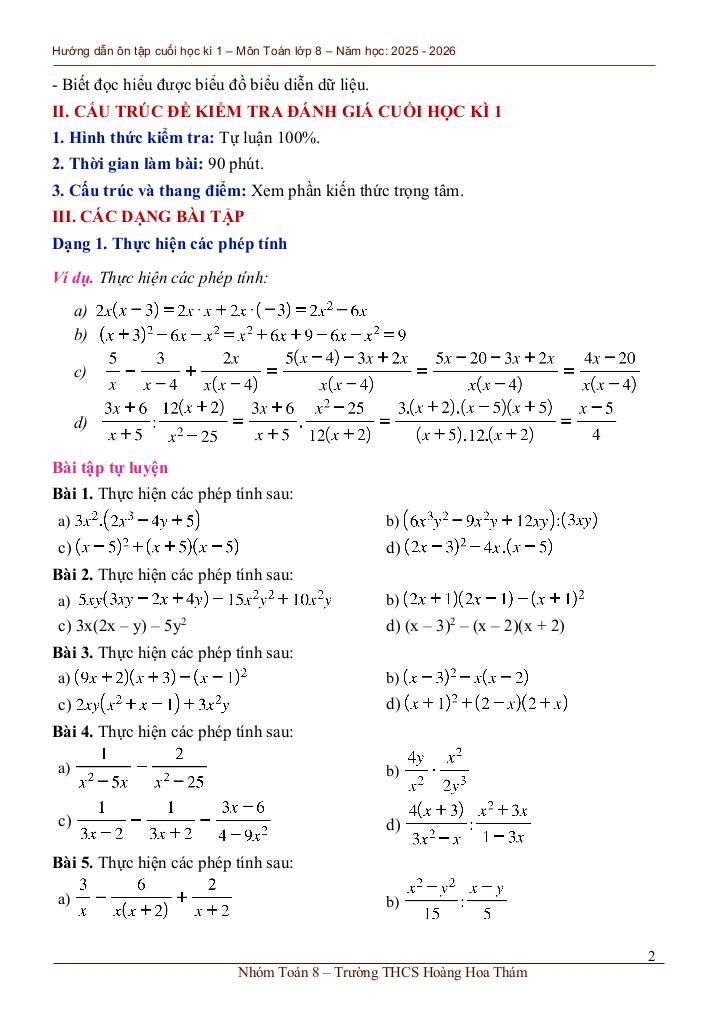ôn tập cuối học kì 1 toán 8 năm 2025 – 2026 trường thcs hoàng hoa thám – tp hcm 1